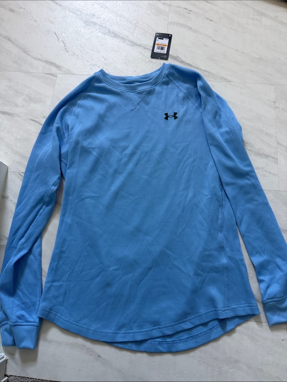 Under Armour Men’s Long Sleeve Crew - Sky Blue with Black Logo